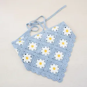 Gehaakte madeliefje bandana haarband voor vrouwen in Franse landelijke stijl hoofddoek.