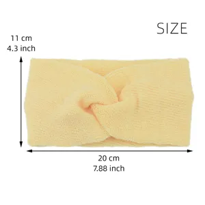 Knitted twist headband solid color elastic wide hair band for yoga sports daily wear