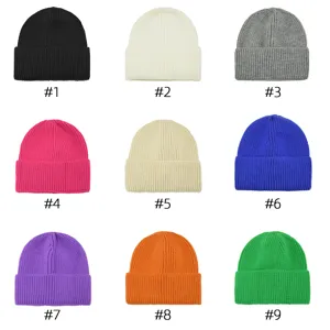 Berretto in maglia tinta unita autunno inverno caldo risvolto cappello sci casual lana