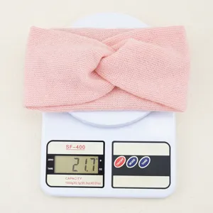 Pink knitted cross headband elastic yoga sports hair band daily wash face accessory