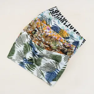 Gedrucktes Kreuz Stirnband elastisches Yoga Haarband botanische Blumen Haaraccessoires