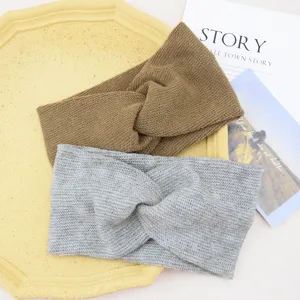 Knitted elastic twist headband wide hair band soft daily hair accessories comfortable style.