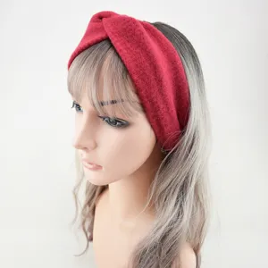 Rotes Strick Stirnband geknotet, breites Plüsch Haarband für Damen Sport Yoga Make-up.