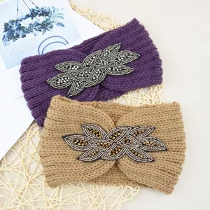 Bellissima Fascia Lavorata a Maglia con Perle Inverno Caldo Accessori Capelli Eleganti