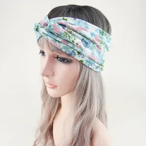 Stylisches Blumen Knoten Stirnband für Damen, breites elastisches Haarband für Sport.