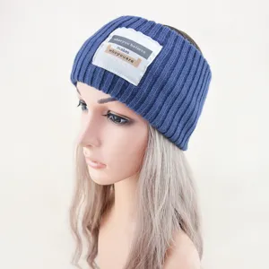 Blaues Strick Stirnband Winter Ohrenwärmer kuschelig thermisch einfarbig Haaraccessoire Damen