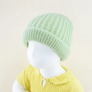 Gezellige snoepkleurige kinder gebreide muts, warme effen schedelmuts voor baby winter.