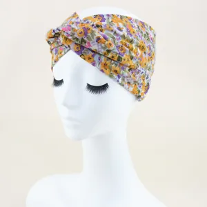 Blumiges gedrehtes Stirnband elastisch Yoga Haarband breites Haaraccessoire Alltag neu