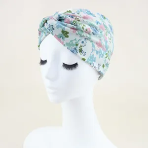 Blumenmuster Twist Stirnband für Damen, elastisches Yoga Haarband, bequemes breites Haar-Accessoire.