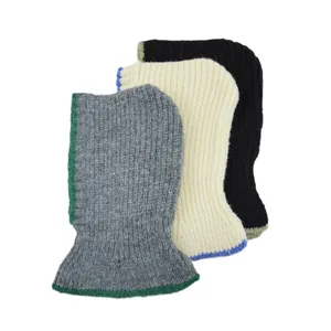 Balaclava de punto calida de invierno gorro jersey de color liso para esqui capucha.