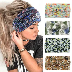 Polyester Bedruckt Überkreuzt Stirnband Elastisch Sport Haarband Breit Yoga Turban Lässig Kopfband Für Damen Workout Haarschmuck