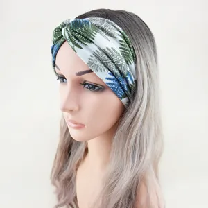 Gedrucktes gekreuztes Stirnband, elastisches breites Haarband für Sport und Yoga, modisch.