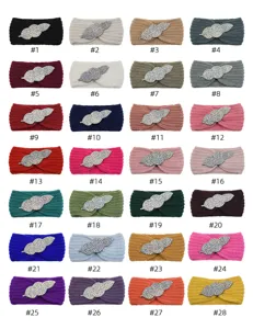 Knitted rhinestone leaf headband crystal yoga hair band vintage hair accessories