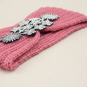 Fascia lavorata a maglia rosa con strass fascia per capelli in cristallo brillante yoga lavaggio viso