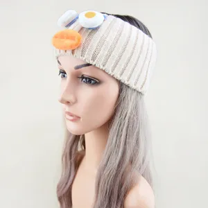 Lustiges gestricktes Enten Stirnband mit grossen Augen, weiches Haarband fuer Yoga und Waesche.