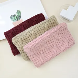 Thickened knitted wide headband with silver threads, warm fleece-lined winter ear warmer hairband.