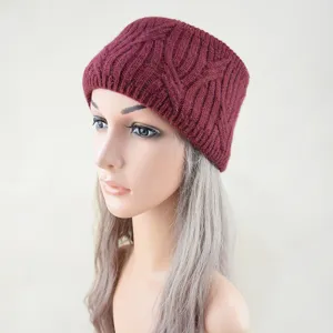 Winter warm cable knit headband for women thick fleece lined ear warmer hair accessory