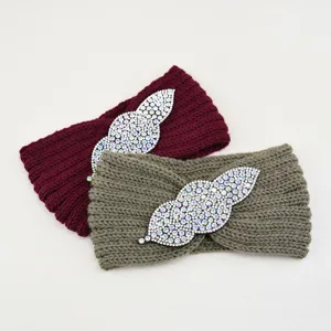 Knitted rhinestone headband wool hair accessory winter warm stylish crystal hair hoop for women