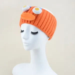 Witziges gestricktes Stirnband mit großen Augen und Entenschnabel für Yoga und Gesichtswäsche.