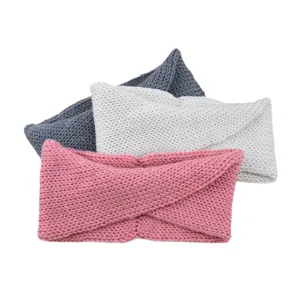 Gestricktes Stirnband Twist Winter warmes Haarband dickes Kreuz Haargummis Ohrwärmer