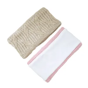 Knitted fleece-lined wide headband winter warm ear warmer hair accessories set of two pieces.