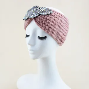 Rhinestone knitted headband for women, stylish crystal hair hoop for yoga and daily wear