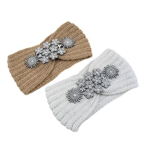 Fascia per capelli in maglia con strass fascia calda invernale accessori capelli 1pz