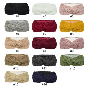 Women Winter Fleece Lined Knit Headband Cross Wavy Pattern Thick Wool Ear Warmer Thermal Sports Hair Band For Outdoor