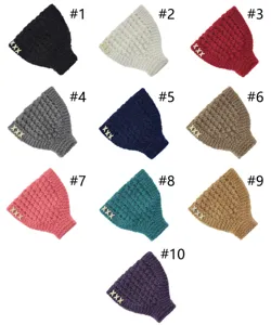 Fascia in maglia invernale con lettere strass scaldaorecchie accessorio capelli elastico