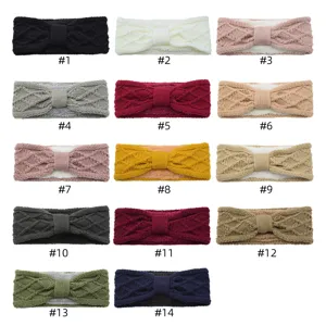 Γυναικεία Κορδέλα με Επένδυση Fleece Πλεκτή Σχέδιο Πλέγμα Φιόγκος Χειμερινή Προστασία Αυτιών Μαλακή Ακρυλική Αξεσουάρ Μαλλιών