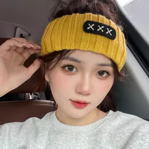 Knit headband yellow wide hair band winter cozy cute stylish fashion accessory daily wear.