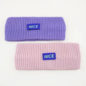Knit headband Y2K thermal hair band cute letter label ear warmer winter sports hair accessories