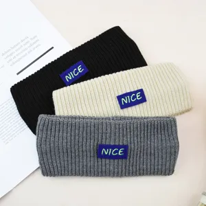 Y2K Letter Label Knit Headband European American Style Sport Sweatband Elastic Ear Warmer Hairband For Women Men Kids