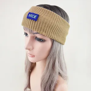 Knitted headband for women winter warm hair band fashion cute letter patch ear warmer wrap