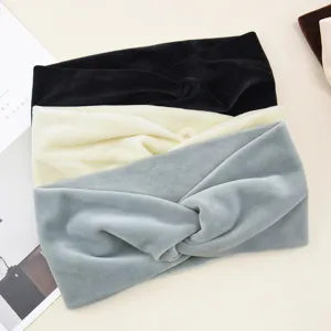 Soft velvet twisted headband for women, thick warm winter hair hoop and yoga sweatband.