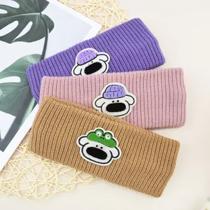 Fascia in maglia per donna e bambini, accessorio per capelli ricamato con simpatici animali.