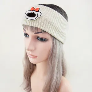 Fascia lavorata a maglia per donna inverno caldo fascia per capelli simpatico cane cartone
