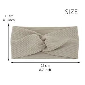 Knit twist headband dimension detail, elastic wide hair band for women sports yoga daily use.