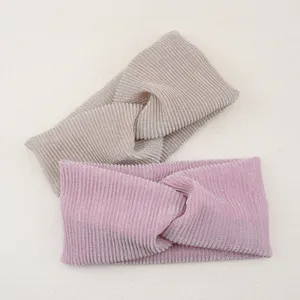 Glitter vertical stripe cross headband elastic wide hair band for women yoga sports accessory