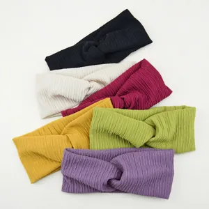 Vertical stripe cross headband elastic hair band for yoga washing face sports daily use.