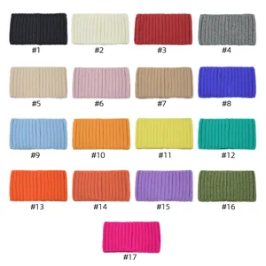 Solid color knitted headband wide ribbed hair accessory set, multi-color options available.