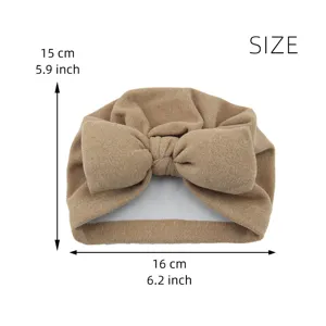 Baby Turban Mütze mit großer Schleife, einfarbiger weicher Kopfschutz für Neugeborene.