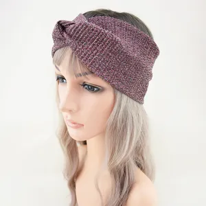 Metallic knit cross headband, wide elastic hair band for yoga, sports and daily wear.