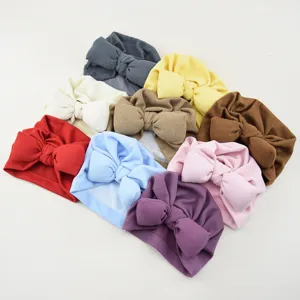 Baby Schleife Turban Mütze Kleinkind süße einfarbige Knoten Kopfbedeckung weiche Kappe bunt