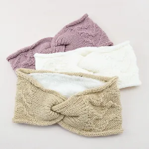 Cozy knitted fleece-lined winter warm headbands, thick hair accessories for women 3-pack.