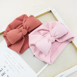 Baby Schleife Turban Mütze einfarbig Kleinkind Kopfbedeckung süße Knoten Kappe Detailansicht