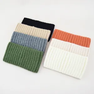 Wide ribbed knit headband solid color hair accessory for women daily casual face washing hoop