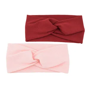 Women ribbed twist headband set elastic hair band yoga sports hair accessories 2pcs