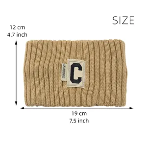 Bandeau en tricot pour femme, accessoire de cheveux chaud d'hiver, design élégant avec lettre C.