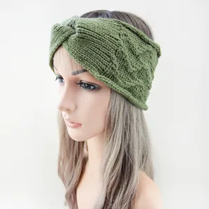Knit headband ear warmer thick wool winter thermal hair band comfortable soft fleece lined